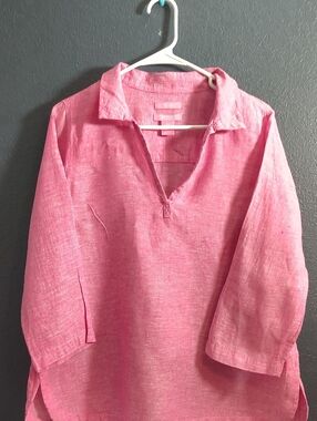 Isaac Mizrahi Rose-Pink Linen Shirt